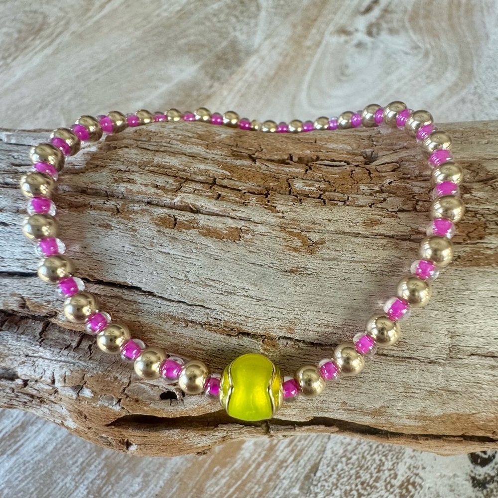 🎾 14k gold filled 4 mm beads + Czech glass beads and gold filled tennis bead